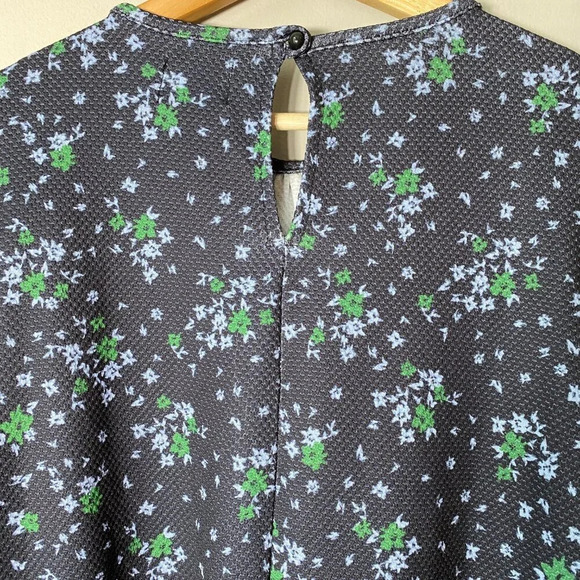 ASOS Women's Sz 10 Tall Balloon Sleeve Floral Print Ruffle Shift Mini Dress Navy - Picture 13 of 16